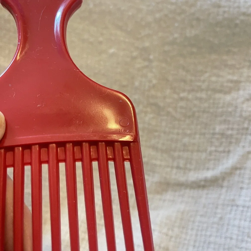 Vintage XL Lift Comb Hair‎ Pick Handle Retro 1980-90s USA Red USA